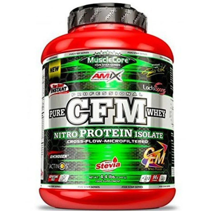 AMIX - Isolate Protein - MuscleCore CFM Nitro 1 kg - Promotes Muscle Development and accelerates Recovery - Contains Aminogen Digestive Enzymes - Whey Protein Powder - Milk Vanilla Flavor