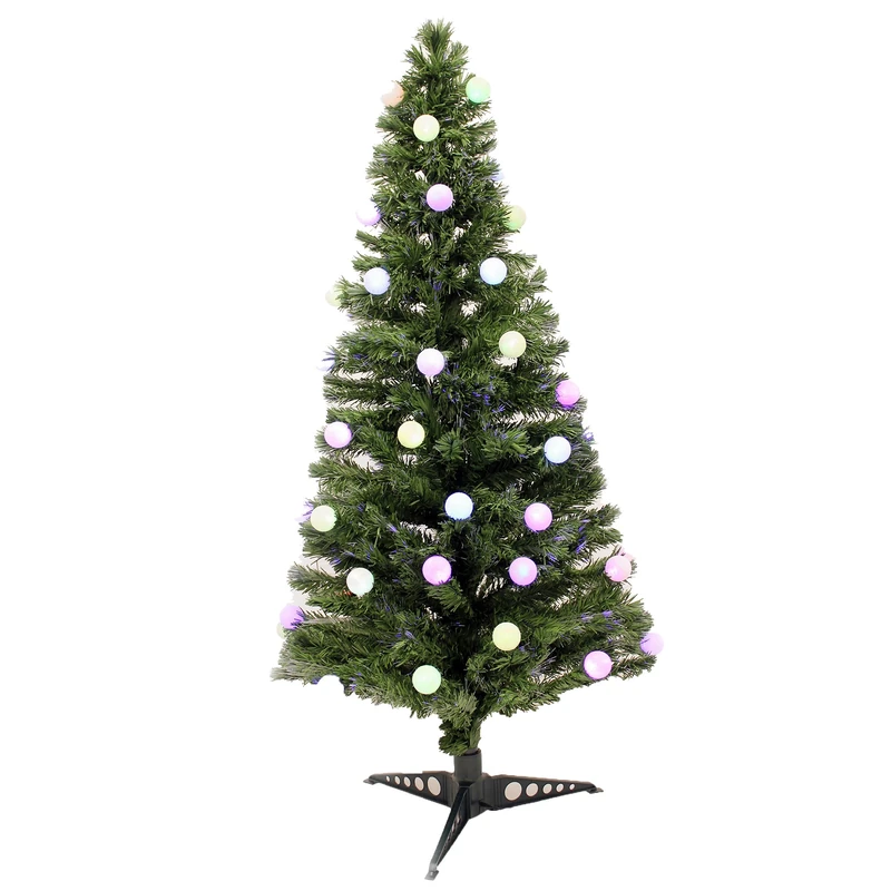 WeRChristmas Pre-Lit Multi-Colour Fibre Optic Christmas Tree with 28 Slow Flash LED Baubles and Star Topper, Pack of 1