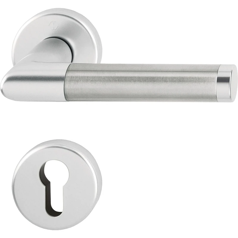 Hoppe Amsterdam Door Handle Set with Rosette PZ Cylinder, Silver Anodised Aluminium/Stainless Steel 3286702