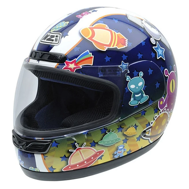 NZI 050249G614 Activy Junior Multi-Space Full Face Motorcycle Helmets, Spaceships/ Planets Illustrations, XS