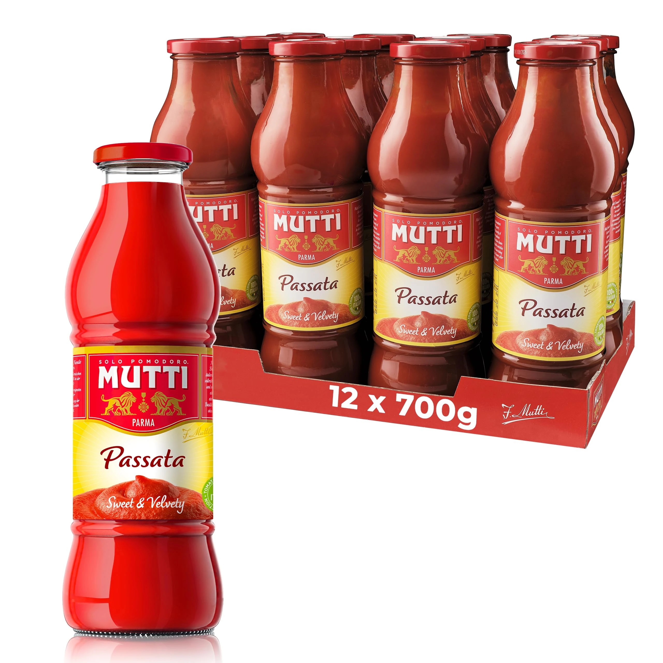 Mutti – Passata, Sieved Tomatoes, 700g, (Pack of 12)