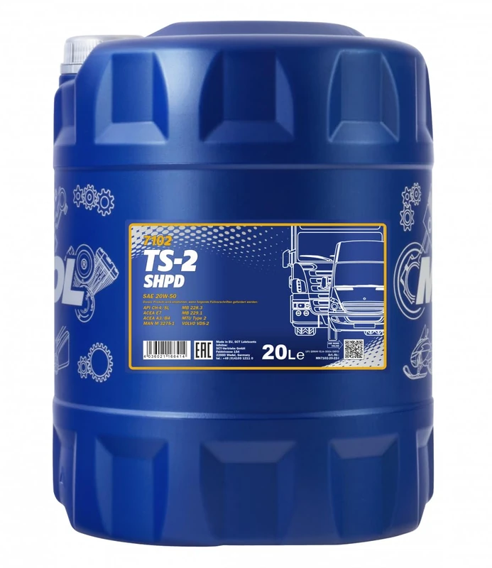 Mannol 20 Litres TS-2 SHPD 20W-50 Engine Oil 7102 API CH-4/SL Mineral-Synthetic Based