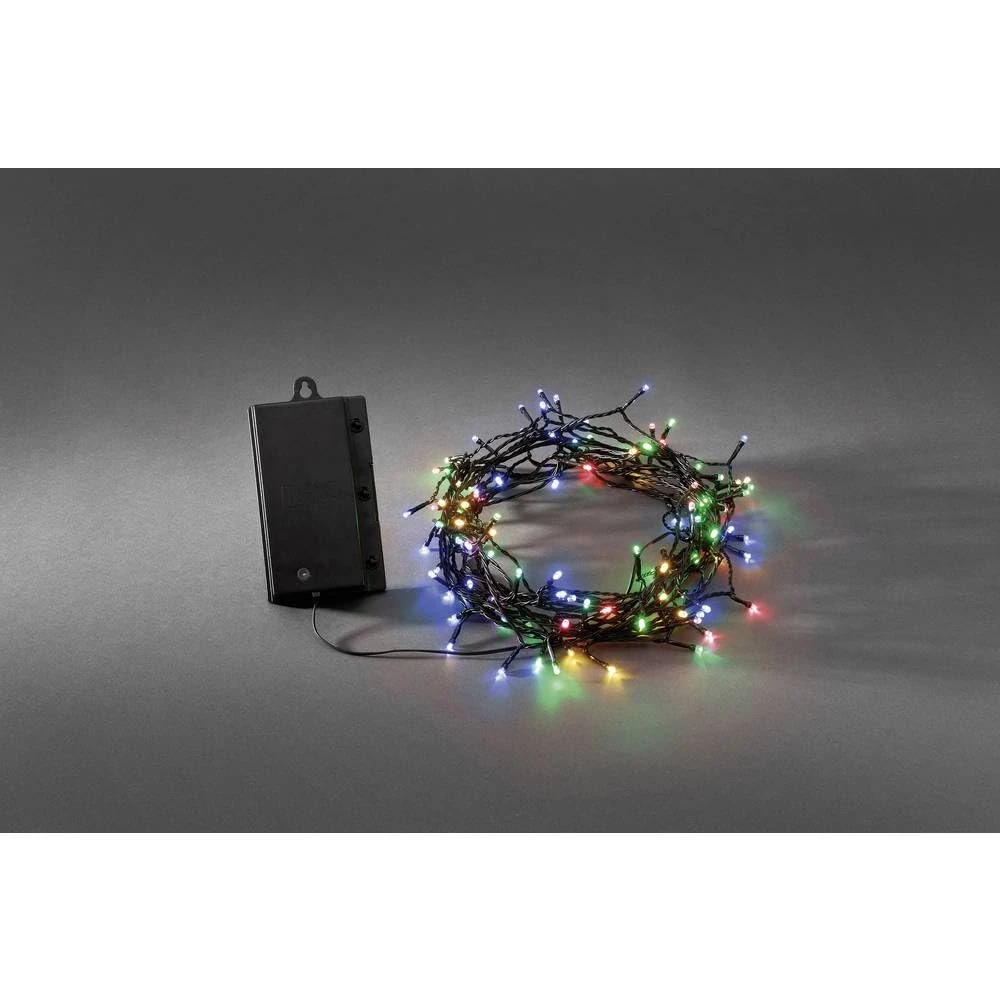 Konstsmide 3729-500 Battery Outdoor 120 LEDs Lights On Black Wire, 11.9 m - Multi-Coloured