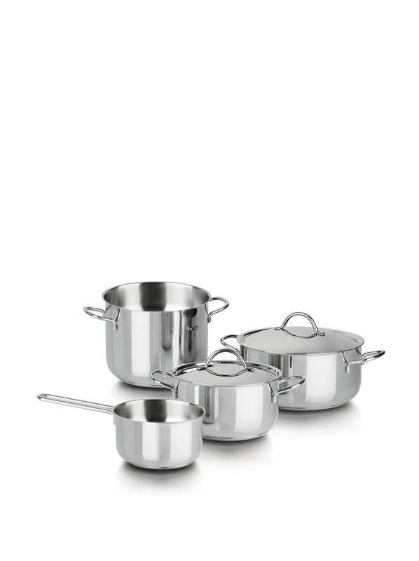 Barazzoni Cuocimania 6 Piece Set Pot 18 cm, Saucepan 18 cm, Saucepan 22 cm, ML Saucepan 14 cm, Lids 18/22, Stainless Steel