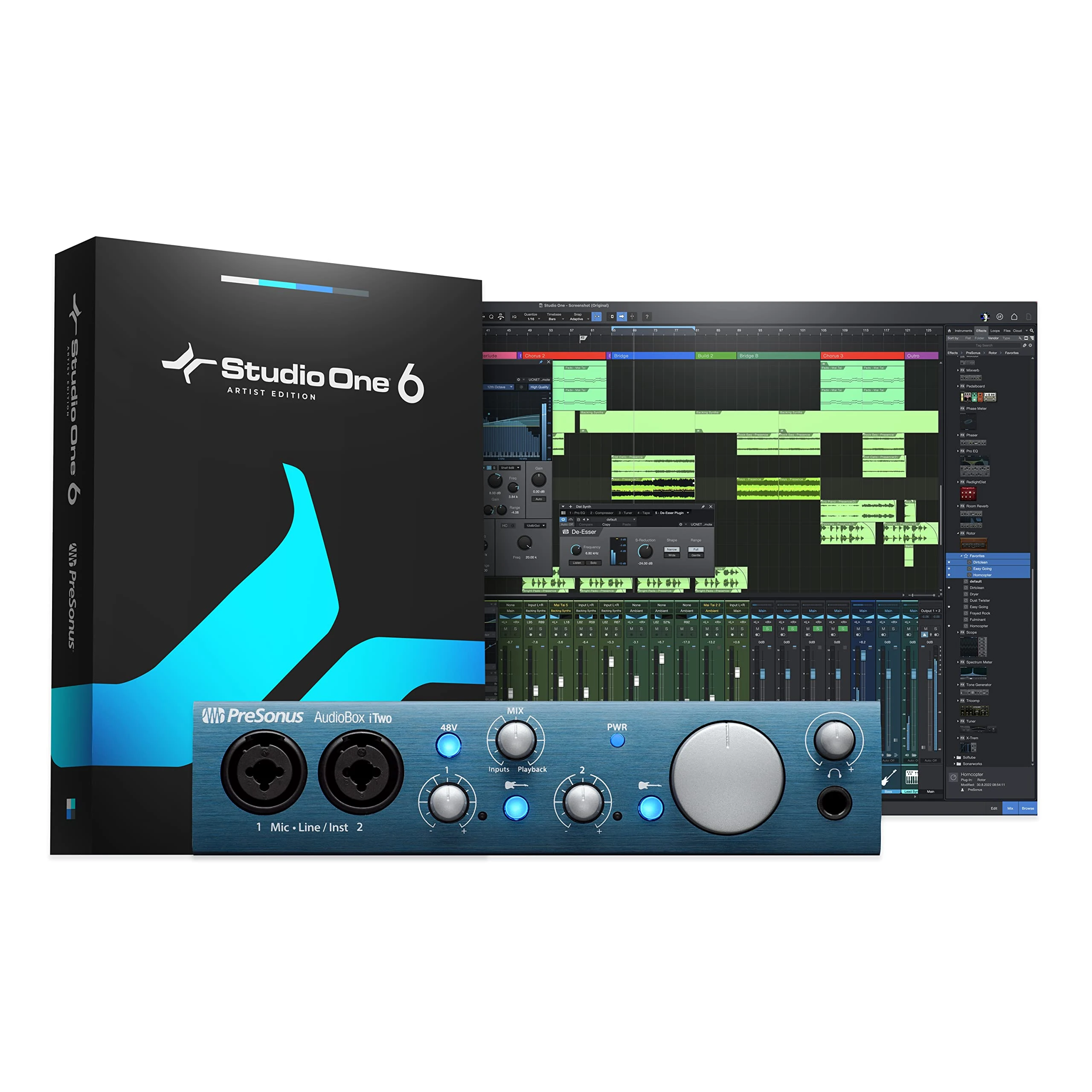 PreSonus AudioBox iTwo, Audio Interface, USB and iOS/iPad, For Recording, Streaming, Podcasting, with Software Bundle including Studio One Artist, Ableton Live Lite DAW