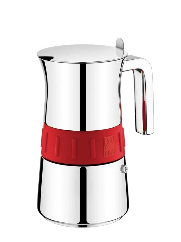 Braisogona Elegance Stainless Steel 6 Cups Coffee Maker, Red, 30 x 30 x 30 cm