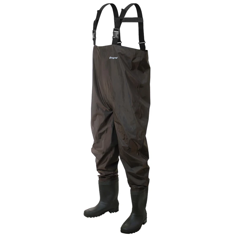 FROGG TOGGS Rana II PVC Bootfoot Chest Wader, Cleated Outsole, Brown, Size 11