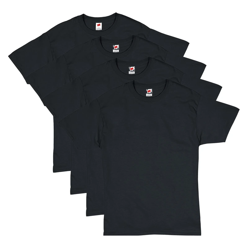Hanes Men's ComfortSoft T-Shirt (Pack of 4),Black,Large
