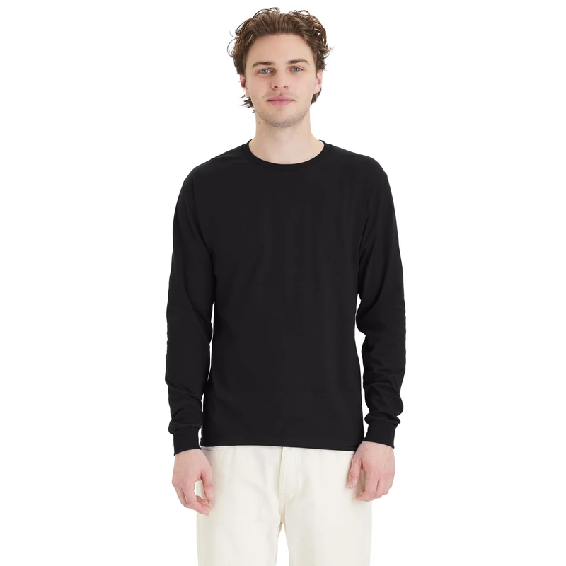 Hanes ComfortSoft Men's Long-Sleeved Shirt, Pack of 4, Black, S