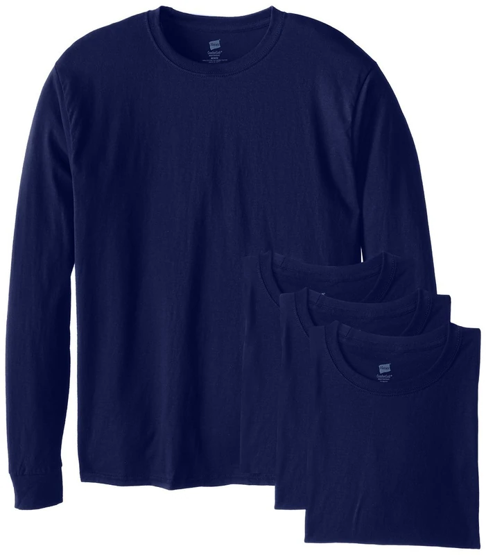 Hanes Men's Long-Sleeve ComfortSoft T-Shirt (Pack of 4) - Blue - XXXL