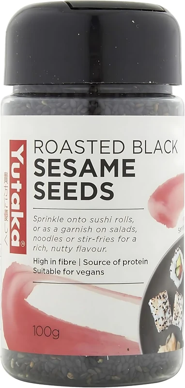 Yutaka Roasted Black Sesame Seeds 100g (Pack of 4) | Vegan-Friendly Japanese Black Sesame | Bold Nutty Garnish for Sushi, Salads, Stir-Fries & Baking