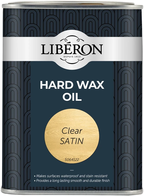 Libéron Hard Wax Oil - Superior Protection to Flooring & Furniture - Waterproof & Stain-resistant - Perfect For Kitchens & Bathrooms - Clear Satin - 1 Litre