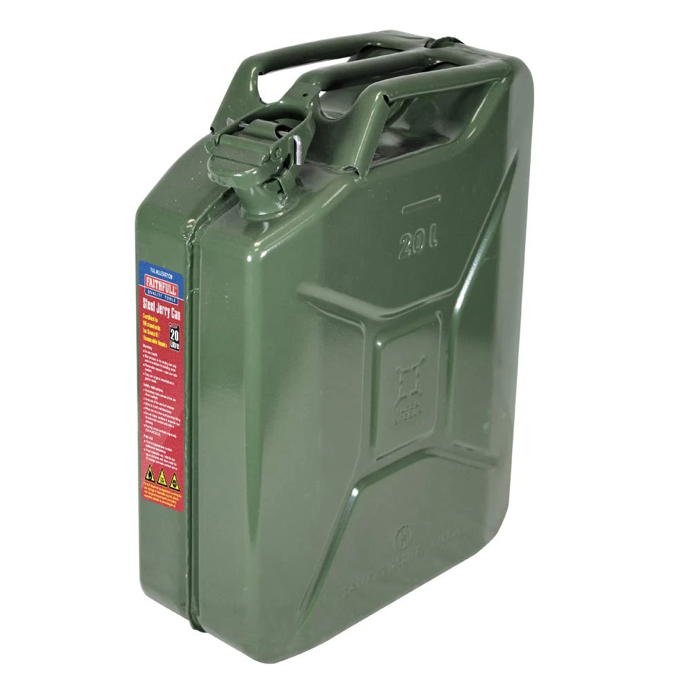 Faithfull FAIAUJERRY20 20 Litre Metal Jerry Can UN App, GS TUV Certified - Green