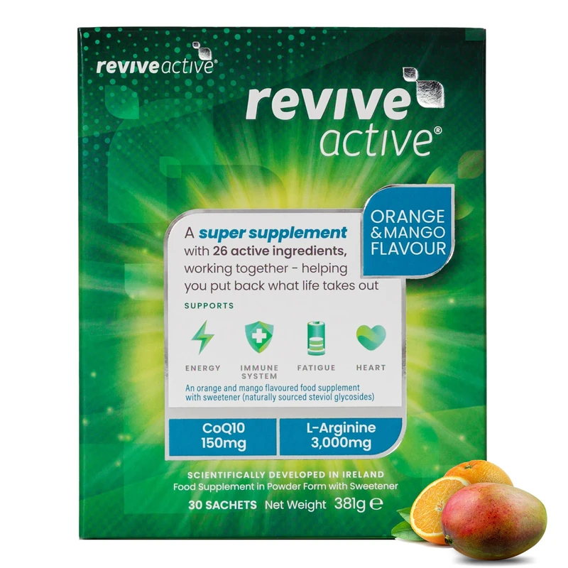 Revive Active, Super Supplement - 26 Active Ingredients in 1 Daily Sachet - Vitamin C, D, K2, Coq10, L-Arginine - Supports Overall Health, Immune System & Fatigue Reduction - 30 Day Supply