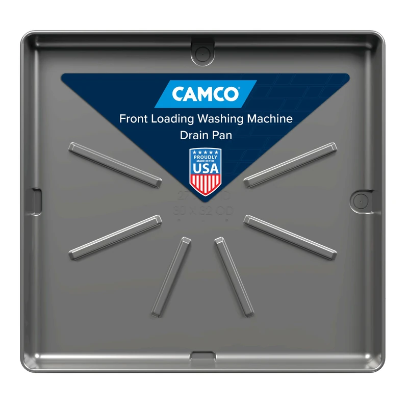 Camco Washing Machine Drain Pan | 31-inches x 35-inches (OD); 29-inches x 33-inches (ID) | Pewter (20788) - Image 1