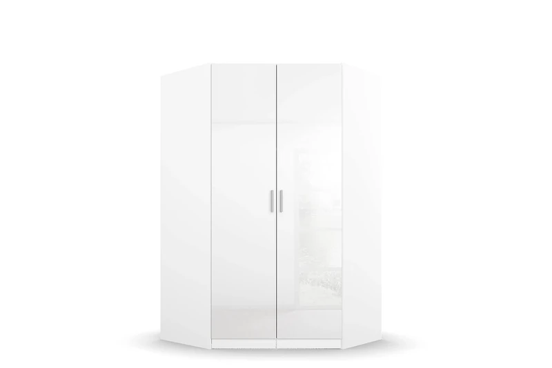 Rauch Möbel Celle Corner Wardrobe in White/High-Gloss White, 2-Door, (W x H x D) 117 x 197 x 117 cm - Image 1