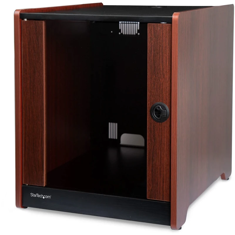 StarTech.com 12U AV Rack Cabinet - 21” Deep - Wood Finish - Floor Standing Enclosure for 19" Audio Video Component, Server Room & Network Equipment (RKWOODCAB12)