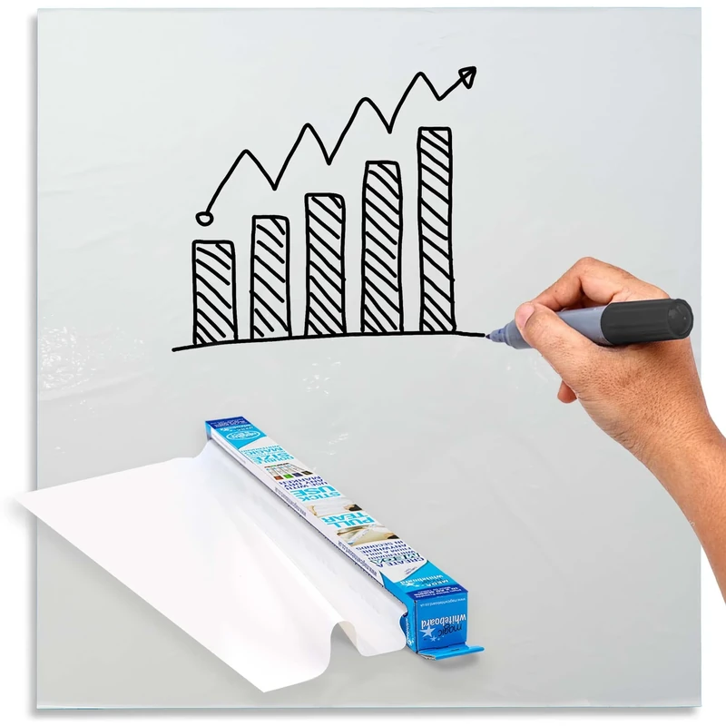 Magic Whiteboard Sheets Stick on Wall - A0 Static & Portable White Board - Large Whiteboard for Walls, Doors, Windows, Fridges, & Glass - Easy Clean, Dry Erase Board for School, Office & Kitchen