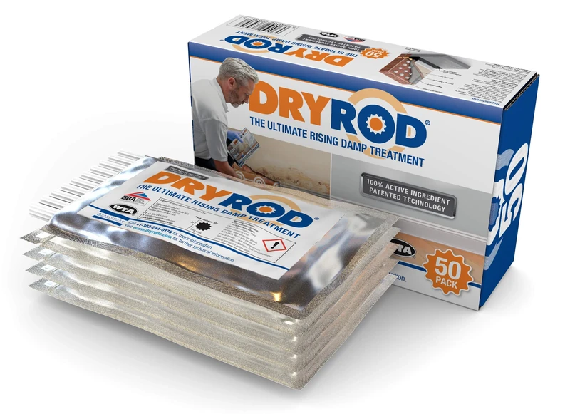 Dryrod Damp Proofing Rods (50 Pack) - BBA-Approved Rising Damp Treatment, Stronger Than DPC Injection Creams. Coverage 6m