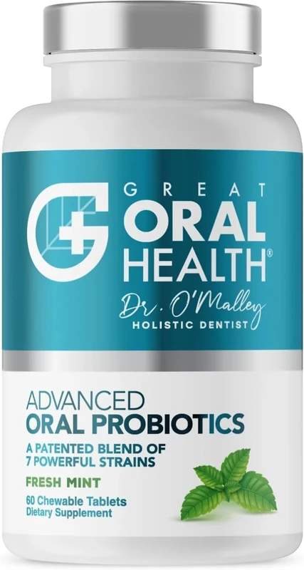 Oral Probiotics for Mouth Bad Breath Treatment for Adults; Dentist Formulated Dental Probiotics for Teeth and Gums Health & Chronic Halitosis with BLIS K12 M18, 60 Chewable Oral Health Tablets Mint