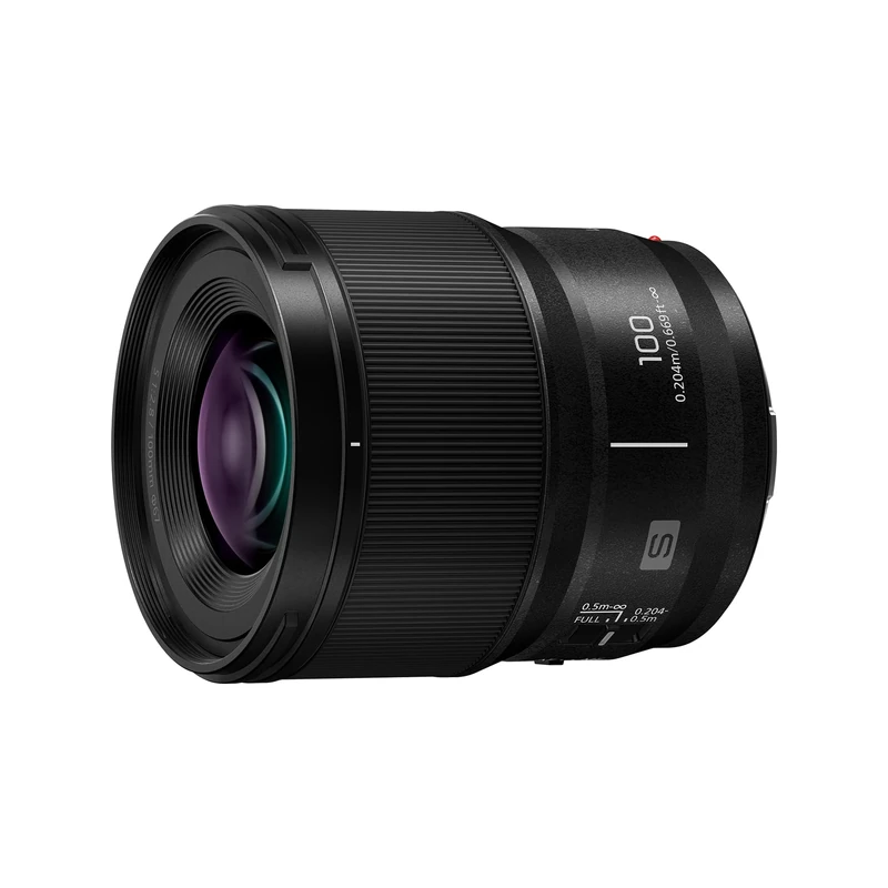 Panasonic Lumix S-E100 100mm F2.8 Macro Lens, Full Frame Camera Lens, Compact & Lightweight Design, 298g, Dual Phase Linear Motor, 1:1 Life-Size Magnification, Ideal for Video, Black