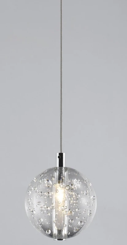 Avivo G4 1.5 Watt LED Bubbles Solid Clear Glass Ball Pendant Light, Silver