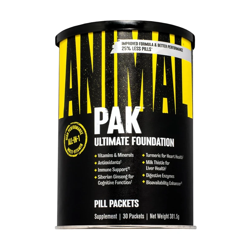 ANIMAL Pak Ultimate Foundation - 12-in-1 Multivitamin Complex with Vitamins, Minerals & Amino Acids - with Vitamin D3 K2 & Magnesium - 30 Packs of 8 Tablets Each