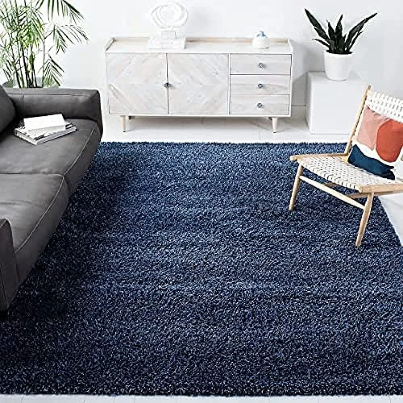 Safavieh Shaggy Indoor Woven Rectangle Area Rug, California Shag Collection, SG151, in Navy, 201 X 290 cm for Living Room, Bedroom or Any Indoor Space