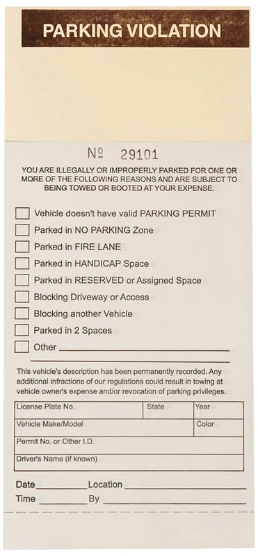Brady 103649 Parking Ticket-Parking Violation - Image 1