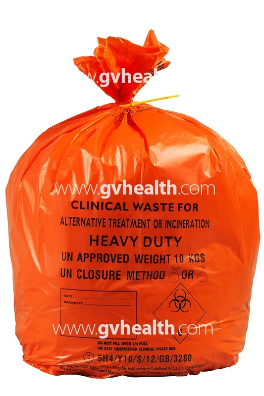 Clinical Waste Sack Heavy Duty, Orange (Pack of 100)