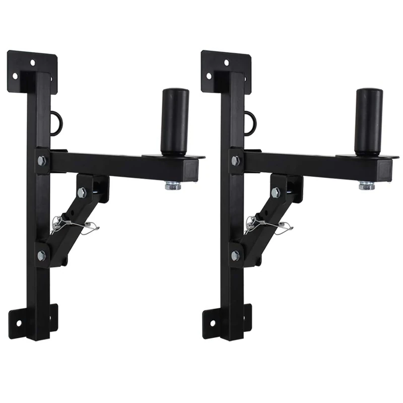 Adjustable Speaker Wall Brackets Pair, Heavy Duty Black Metal Mounts for PA Speakers, 50kg Load, 35mm Top Hat Fitting, Vertical and Horizontal Tilting, Ideal DJ, Stage and Studio Installation
