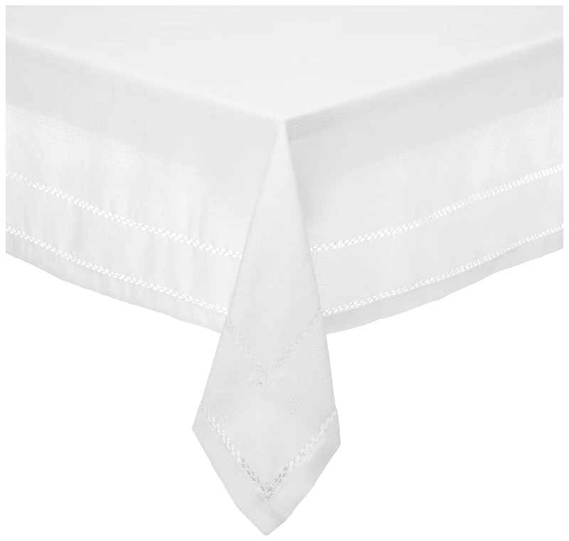 Violet Linen Oblong/Rectangle Tablecloth, Cotton Polyester, White, 84" x 60" (Rectangular)