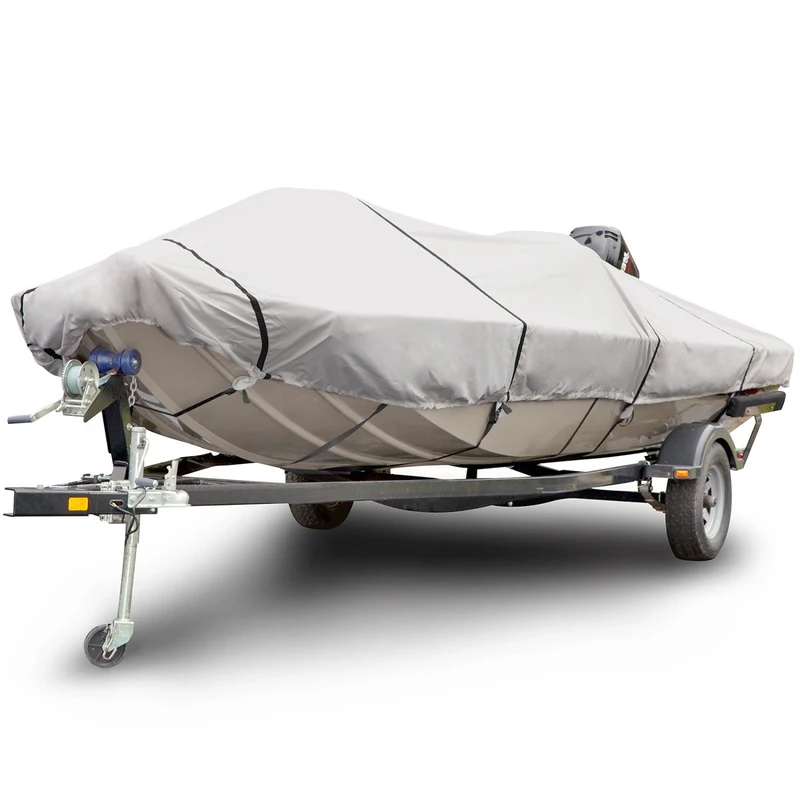 Budge B-611-X5 600 Denier Low Profile Flat Front Boat Cover Gray 18'-20' Long (Beam Width Up to 102") Waterproof, UV Resistant