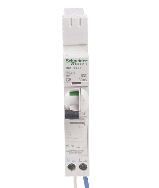 Schneider Electric, SEE106C03, iKQE RCBO, Earth Leakage Circuit Breaker, 1P + N, 6A , 30mA, 10000 A