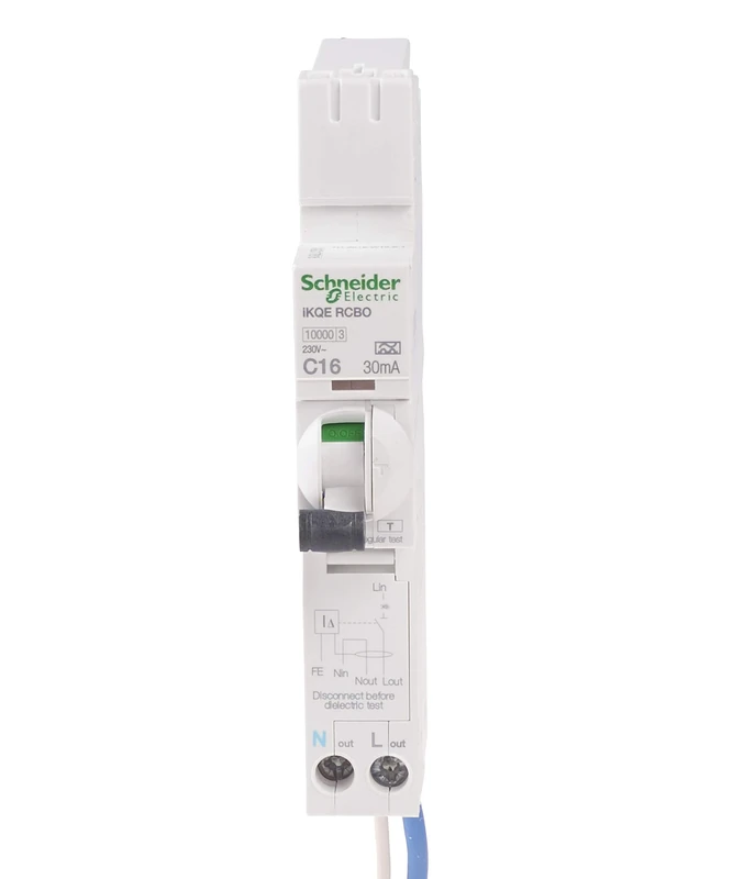 Schneider Electric - Acti 9, iKQE RCBO, Earth Leakage Circuit Breaker, 1P + N, 16A, 30mA, 10000 A, SEE116C03
