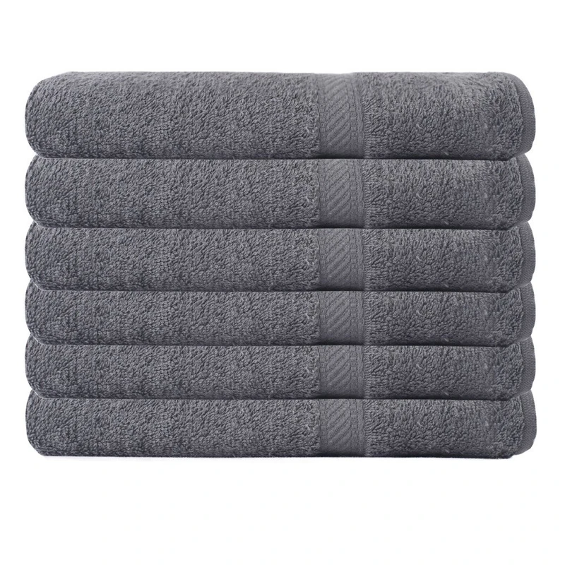 Westward Ho! 70 x 120 cm Combed Cotton Cotton Bath Towel 390 GSM, Pack of 6, Graphite