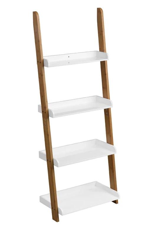 Premier Housewares Ladder Shelving Wooden Shelf Garden Shelves Outdoor Shelf Plant Ladder Outdoor Shelf Unit Wooden Ladder 144 cm x 55 cm x 35 cm