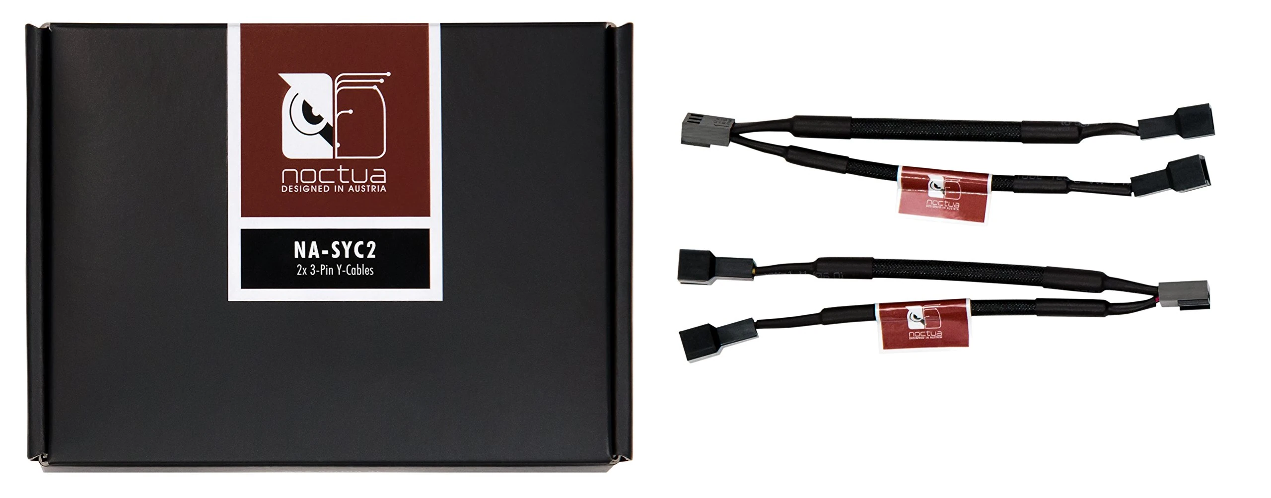 Noctua NA-SYC2, 3 Pin Y-Cables for PC Fans (Black)