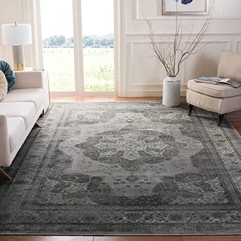 Safavieh Traditional Indoor Woven Square Area Rug, Vintage Collection, VTG158, in Grey / Multi, 183 X 183 cm for Living Room, Bedroom or Any Indoor Space