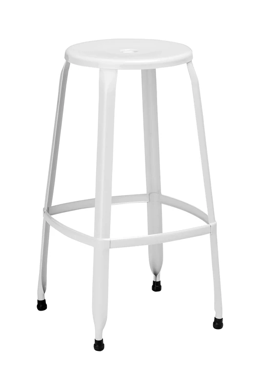 Premier Housewares Disc Stool, Metal, White, Set of 4