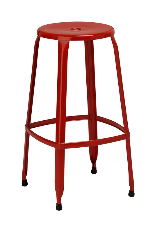 Premier Housewares Disc Stool, Metal, Red, Set of 4