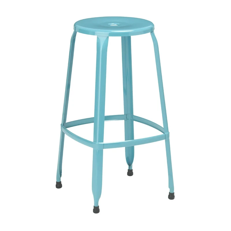 Premier Housewares Disc Stool, Metal, Blue, Set of 4