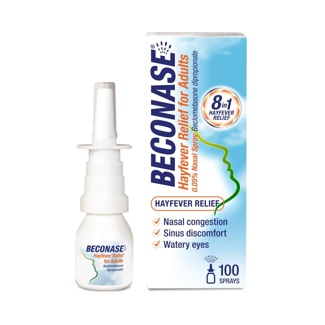 Beconase 8 in 1 Hayfever Relief Nasal Spray (100 Spray Bottle) - Long Lasting Effective Relief from Hayfever - Portable and Lasts Up to 24 Hours When Used Twice a Day - Non Drowsy