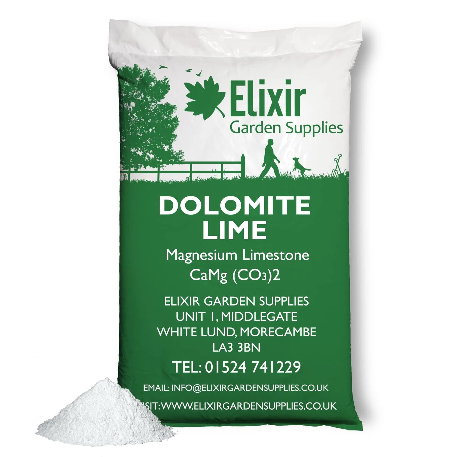 Elixir Gardens Dolomite Lime Fertiliser & Soil Improver | 500g-25kg Bags Available | Magnesium Limestone Dolodust 12kg Bag | Treats up to 240 sq. meters!