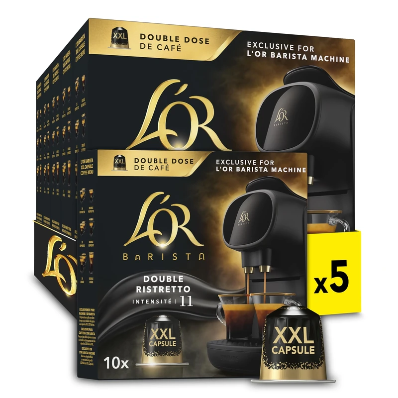 L’OR BARISTA Double Ristretto XXL Aluminium Medium Roast Coffee Capsules (5 X 10 Pods) Intensity 11