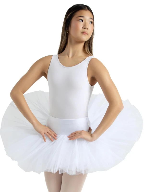 Capezio Women’s Practice Tutu, Tutu Skirts For Women Practicing Ballet & Dance, Essential Tutu For All Ballerinas, 7-Layer Stiff-Structured Tulle Skirt - White, Size L