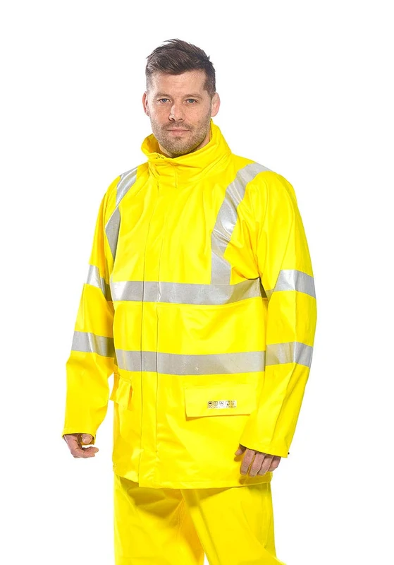 Portwest FR41 Sealtex Flame Hi-Vis FR Jacket Long Sleeve Studded Storm Flap
