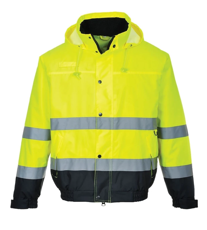 Portwest Hi-Vis Two Tone Bomber Jacket, Size: L, Colour: Yellow/Navy, S266YNRL