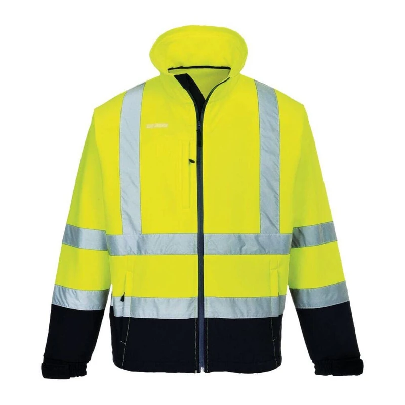 Portwest Hi-Vis Contrast Softshell (3L), Color: Yellow/Navy, Size: XL, S425YNRXL