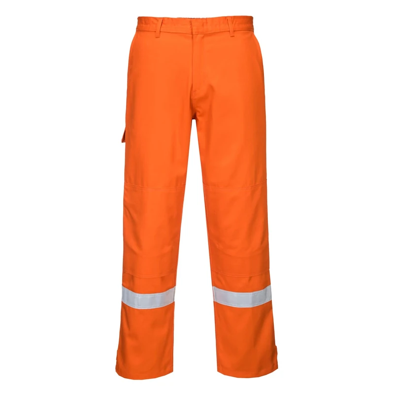 Portwest FR26 Bizflame Work Flame Resistant Trousers High Visibility Reflective FR Pants CE CAT III ATEX Welding Protection Triple Stitched Workwear, Orange, Small
